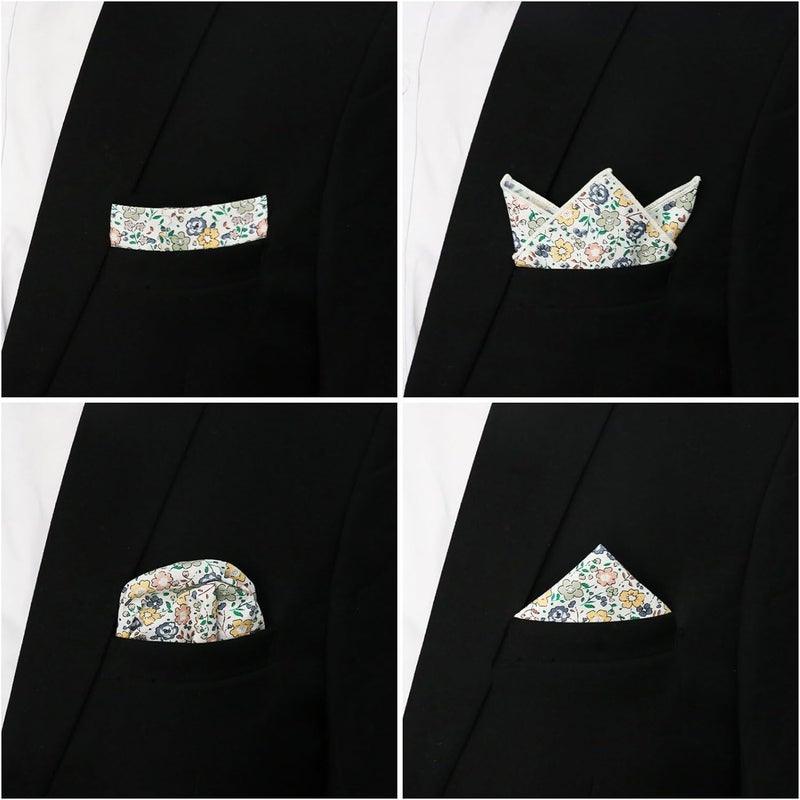 GHTIYLP Store Floral Cotton Pocket Squares for Men with Pocket Square Holder Flower Men's Handkerchiefs for Wedding Groom Casual - Image 2